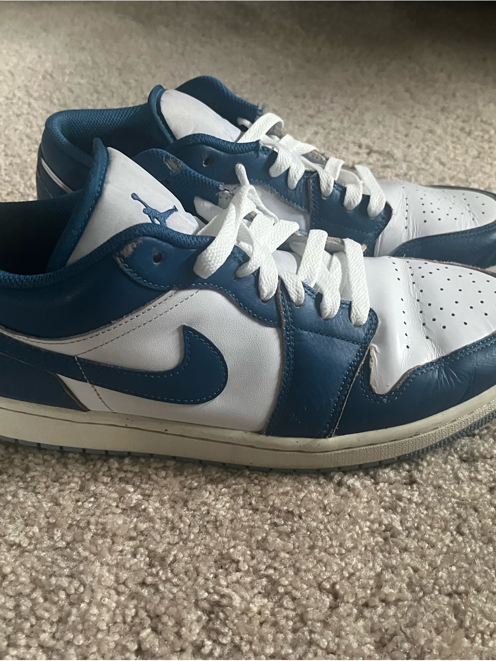 Jordan Low-Top Sneakers in White and Blue